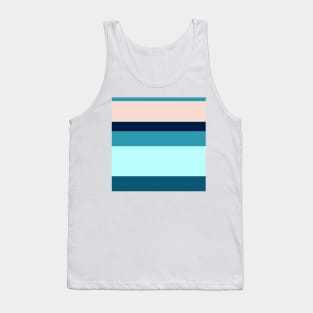 A delightful combination of Oxford Blue, Deep Sea Blue, Sea, Pale Cyan and Pale Pink stripes. Tank Top